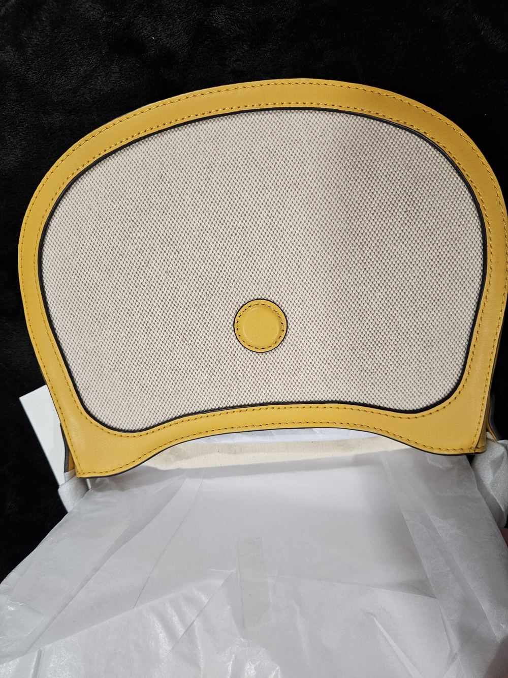 Tory Burch Yellow Canvas & Leather Trim Crossbody with Logo Charm - Picture 2 of 6
